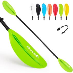 imageAbahub Kayak Paddle 905 Inches Kayaking Oars for Boating Canoeing with Free Paddle Leash Aluminum Alloy Shaft BlackBlueGreenOrangeYellow Plastic Bladesgreen