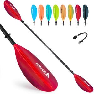 imageAbahub Kayak Paddle 905 Inches Kayaking Oars for Boating Canoeing with Free Paddle Leash Aluminum Alloy Shaft BlackBlueGreenOrangeYellow Plastic BladesGradient Pink Print