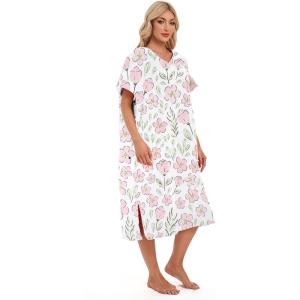 imageAbahub Light Surf Poncho for Adults Quick Dry Microfiber Towel with Hood Compact Packable Cover Up Thick Yet Portable Beach Swim Changing Robe L Green Turtle ZipperedPink Flower