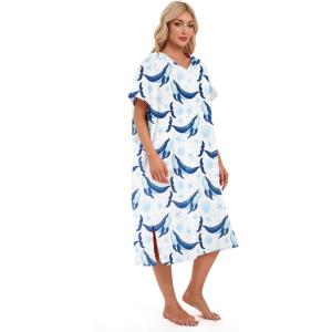 imageAbahub Light Surf Poncho for Adults Quick Dry Microfiber Towel with Hood Compact Packable Cover Up Thick Yet Portable Beach Swim Changing Robe L Green Turtle ZipperedBlue Whale