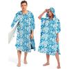 imageAbahub Surf Poncho Men ampamp Women Towel Poncho Adult with Hood Thick Quick Dry Changing Poncho Towel Microfiber Wearable Cover Up for Surfing Beach Swim  Absorbent Changing Towel L Green TurtleBlue Flower