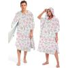 imageAbahub Surf Poncho Men ampamp Women Towel Poncho Adult with Hood Thick Quick Dry Changing Poncho Towel Microfiber Wearable Cover Up for Surfing Beach Swim  Absorbent Changing Towel L Green TurtlePink Flower