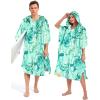 imageAbahub Surf Poncho Men ampamp Women Towel Poncho Adult with Hood Thick Quick Dry Changing Poncho Towel Microfiber Wearable Cover Up for Surfing Beach Swim  Absorbent Changing Towel L Green TurtleGreen Turtle Zippered