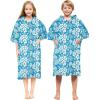 imageAbahub Surf Poncho Men ampamp Women Towel Poncho Adult with Hood Thick Quick Dry Changing Poncho Towel Microfiber Wearable Cover Up for Surfing Beach Swim  Absorbent Changing Towel L Green TurtleBlue Flower
