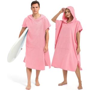 imageAbahub Surf Poncho Men ampamp Women Towel Poncho Adult with Hood Thick Quick Dry Changing Poncho Towel Microfiber Wearable Cover Up for Surfing Beach Swim  Absorbent Changing Towel L Green TurtlePink