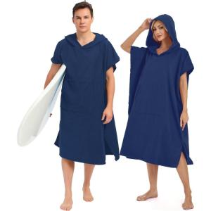 imageAbahub Surf Poncho Men ampamp Women Towel Poncho Adult with Hood Thick Quick Dry Changing Poncho Towel Microfiber Wearable Cover Up for Surfing Beach Swim  Absorbent Changing Towel L Green TurtleNavy Blue