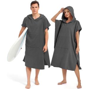 imageAbahub Surf Poncho Men ampamp Women Towel Poncho Adult with Hood Thick Quick Dry Changing Poncho Towel Microfiber Wearable Cover Up for Surfing Beach Swim  Absorbent Changing Towel L Green TurtleGrey