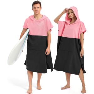 imageAbahub Surf Poncho Men ampamp Women Towel Poncho Adult with Hood Thick Quick Dry Changing Poncho Towel Microfiber Wearable Cover Up for Surfing Beach Swim  Absorbent Changing Towel L Green TurtlePinkBlack