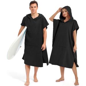 imageAbahub Surf Poncho Men ampamp Women Towel Poncho Adult with Hood Thick Quick Dry Changing Poncho Towel Microfiber Wearable Cover Up for Surfing Beach Swim  Absorbent Changing Towel L Green TurtleBlack