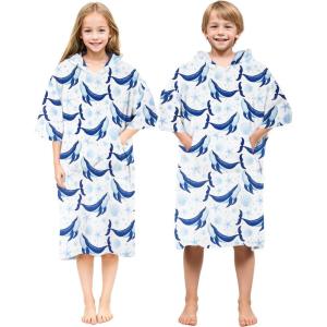 imageAbahub Surf Poncho Men ampamp Women Towel Poncho Adult with Hood Thick Quick Dry Changing Poncho Towel Microfiber Wearable Cover Up for Surfing Beach Swim  Absorbent Changing Towel L Green TurtleBlue Whale