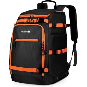 imageAbahub Ski Boot Bag 50L 1680D Nylon Waterresistant Padded Ski Boot Backpack for Skis Snowboard Ski Helmet ampamp Accessories Black