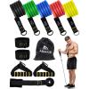 imageAbahub Arm Training Fitness Bands Set Resistance Bands with Handles and Ankle Straps for Woman and Man Set for Strength Training Workout Bands for Arms Exercise Bands for Home GymBasic color