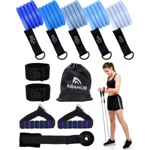 imageAbahub Arm Training Fitness Bands Set Resistance Bands with Handles and Ankle Straps for Woman and Man Set for Strength Training Workout Bands for Arms Exercise Bands for Home GymBlue
