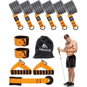 imageAbahub Arm Training Fitness Bands Set Resistance Bands with Handles and Ankle Straps for Woman and Man Set for Strength Training Workout Bands for Arms Exercise Bands for Home GymGray