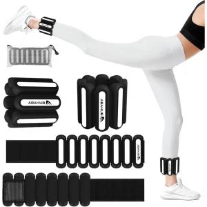 imageAbahub Adjustable Wrist ampamp Ankle Weights 2Pack Wearable Silicone Weighted Bracelet for Women Arm Leg Weights for Home Gym Workout Running Yoga ampamp Pilates  Black and White 2LB Total