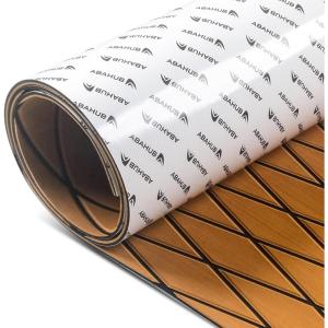 image:imageAbahub EVA Foam Boat Flooring Diamond Pattern Marine Decking Sheet with SelfAdhesive Carpet for Motorboat Kayak Surfboard SUPBrown with Black Lines