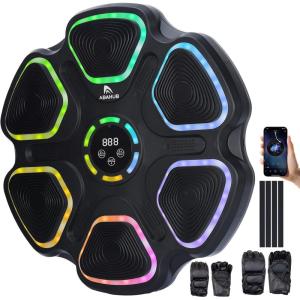 image:imageAbahub Music Boxing Machine for Adults amp Kids  11 Modes amp Bluetooth Boxing Punch Machine Home Fitness Equipment with Gloves Wall Mounted Interactive Boxing Target Nice Gift Choice Color Light