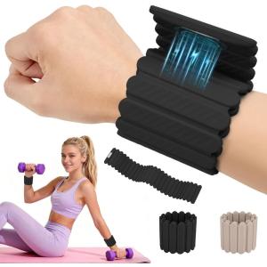 image:imageAbahub Wearable Wrist amp Ankle Weights Set of 2 Stackable Magnetic Weighted Bracelet for Women Waterproof Silicone Arm Leg Weights for Home Gym Workout Running Yoga amp PilatesBlack