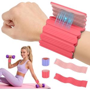 image:imageAbahub Wearable Wrist amp Ankle Weights Set of 2 Stackable Magnetic Weighted Bracelet for Women Waterproof Silicone Arm Leg Weights for Home Gym Workout Running Yoga amp PilatesPeach Pink  Light Pink