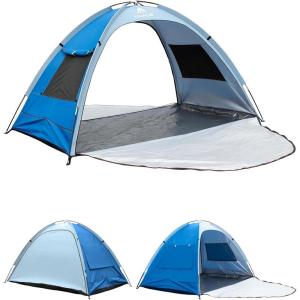 image:imageAbahub 3Person Beach Tent Sun Shelter UPF 50 UV Protection Portable Sun Shade with 2 Doors and 2 Mesh Windows Lightweight Beach Cabana for Beach Camping Fishing amp Outdoor Activities2 DOOR