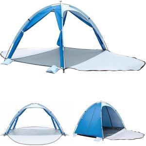 image:imageAbahub 3Person Beach Tent Sun Shelter UPF 50 UV Protection Portable Sun Shade with 2 Doors and 2 Mesh Windows Lightweight Beach Cabana for Beach Camping Fishing amp Outdoor Activities4 DOOR