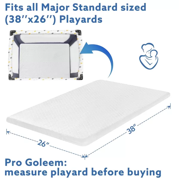 imagePro Goleem Pack and Play Mattress 38x26x15 Waterproof Pack n Play Mattress Pad Soft Playard Mattress Playpen Mattress Mini Crib Mattress for Babies and Toddlers