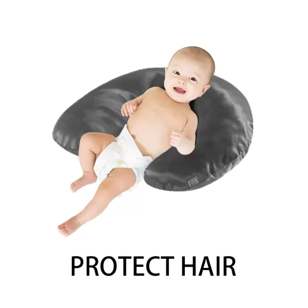 imagePro Goleem Satin Nursing Pillow Cover Silk Feeling Soft Feeding Pillow Slipcover for Breastfeeding Moms Fits Standard Infant Nursing Pillow or Positioner BlackBlack