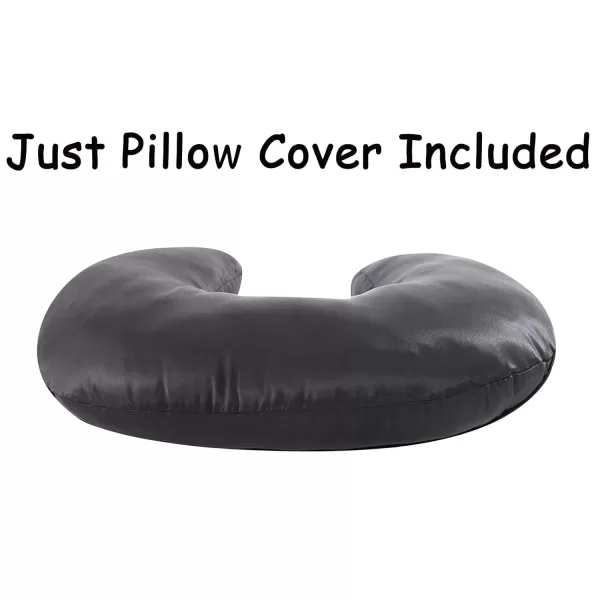 imagePro Goleem Satin Nursing Pillow Cover Silk Feeling Soft Feeding Pillow Slipcover for Breastfeeding Moms Fits Standard Infant Nursing Pillow or Positioner BlackBlack