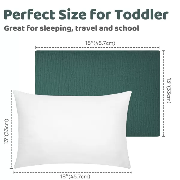 imagePro Goleem Toddler Pillow with Muslin Cotton Pillowcase 13x18 Soft Toddler Pillows for Sleeping Kids Pillow Child Pillow Machine Washable Perfect Bed Toddler Cot and Travel PinkGreen