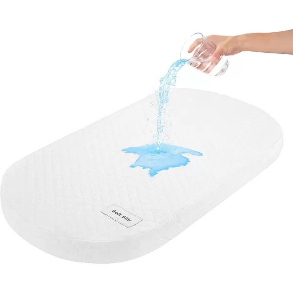 imagePro Goleem Bassinet Mattress Oval Bassinet Mattress Pad Waterproof Cradle Mattress Memory Foam Moses Basket Mattress 15x30  Plush