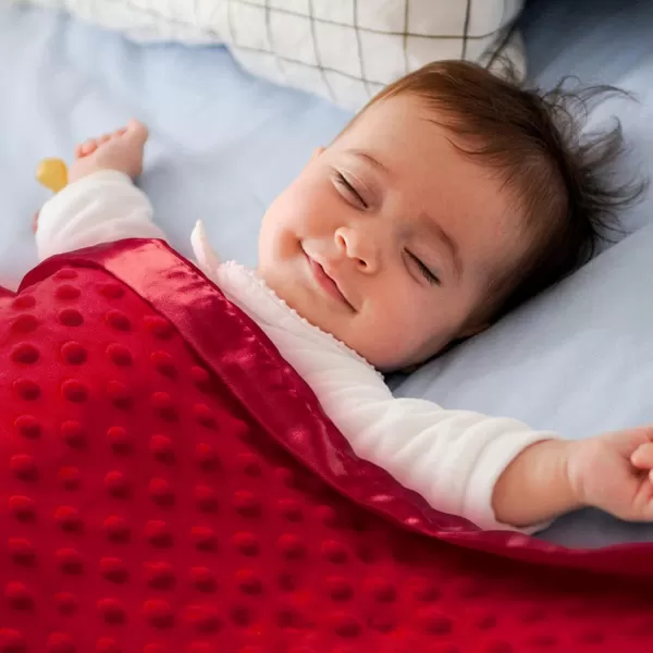 imagePro Goleem Baby Soft Minky Dot Blanket with Silky Satin Backing Baby Gifts for Boys and Girls Red 30 x 40Red