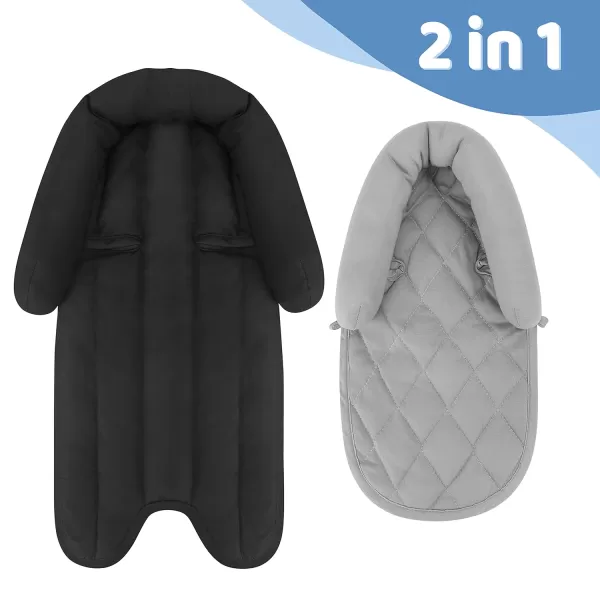 imagePro Goleem Car Seat Head Support Infant Soft Infant Car Seat Insert 2 in 1 Carseat Head Support for Newborn White and GreyA Gray and Black