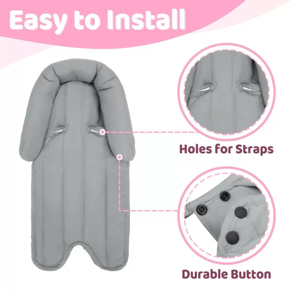 imagePro Goleem Car Seat Head Support Infant Soft Infant Car Seat Insert 2 in 1 Carseat Head Support for Newborn White and GreyA Pink and Gray