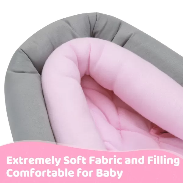 imagePro Goleem Car Seat Head Support Infant Soft Infant Car Seat Insert 2 in 1 Carseat Head Support for Newborn White and GreyA Pink and Gray