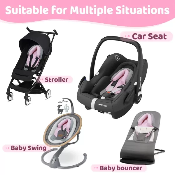 imagePro Goleem Car Seat Head Support Infant Soft Infant Car Seat Insert 2 in 1 Carseat Head Support for Newborn White and GreyA Pink and Gray