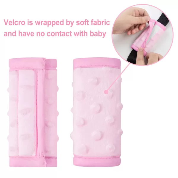 imagePro Goleem Car Seat Strap Covers for Babies Unisex Soft Car Seat Strap Shoulder Pads for All Car Seats Stroller Pushcar Small Size Designed for Newborn GrayPink