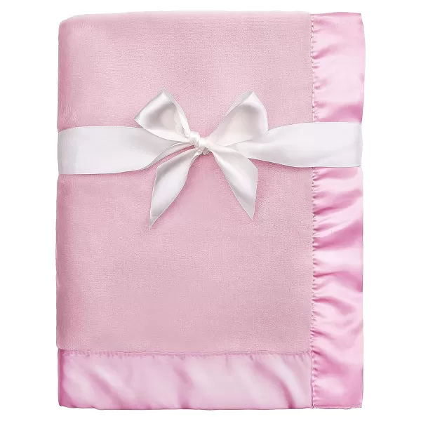 imagePro Goleem Fleece Baby Blanket with 2 Inch Satin Trim Soft AntiStatic Plush Blanket for Boys and Girls Christmas Baby Gifts for Babies Black 30x40Pink
