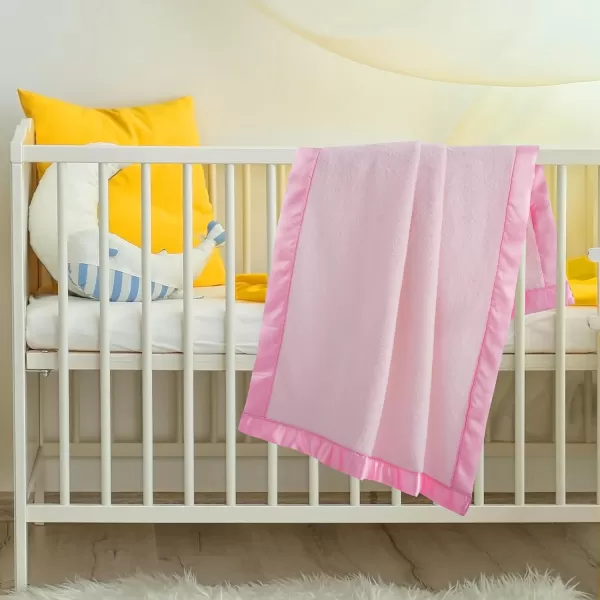 imagePro Goleem Fleece Baby Blanket with 2 Inch Satin Trim Soft AntiStatic Plush Blanket for Boys and Girls Christmas Baby Gifts for Babies Black 30x40Pink