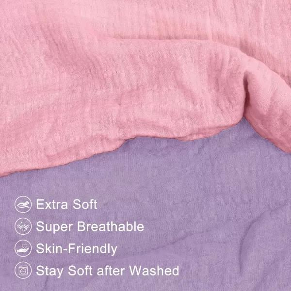 imagePro Goleem Muslin Nursing Pillow Cover 100 Cotton Soft Breathable Feeding Pillow Slipcover for Breastfeeding Moms Fits Standard Infant Nursing Pillow for Boys and Girls 2 Pack BrownBeigePinkpurple