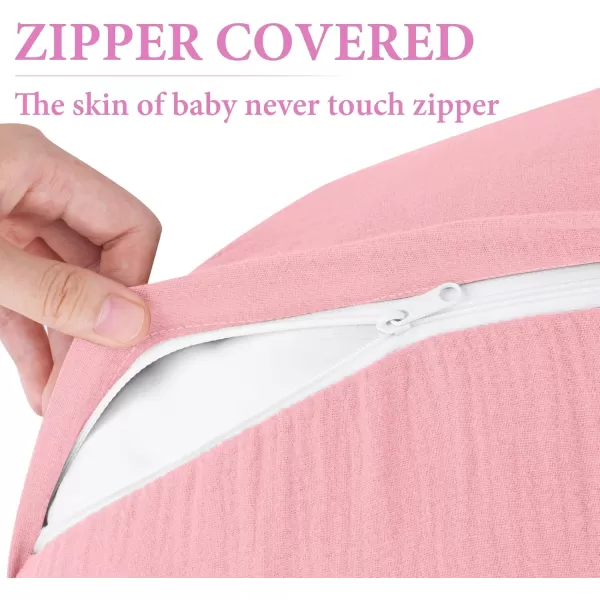 imagePro Goleem Muslin Nursing Pillow Cover 100 Cotton Soft Breathable Feeding Pillow Slipcover for Breastfeeding Moms Fits Standard Infant Nursing Pillow for Boys and Girls 2 Pack BrownBeigePinkpurple