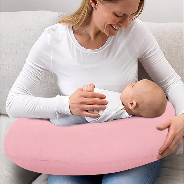 imagePro Goleem Muslin Nursing Pillow Cover 100 Cotton Soft Breathable Feeding Pillow Slipcover for Breastfeeding Moms Fits Standard Infant Nursing Pillow for Boys and Girls 2 Pack BrownBeigePinkpurple