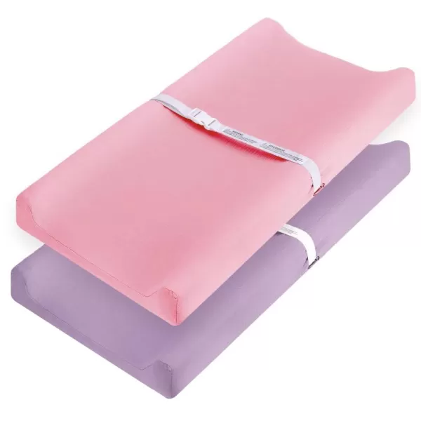 imagePro Goleem Muslin Changing Pad Cover for Girls Soft Breathable Fitted Cotton Diaper Changing Table Pad Sheets 2 Pack PinkPurplePinkPurple