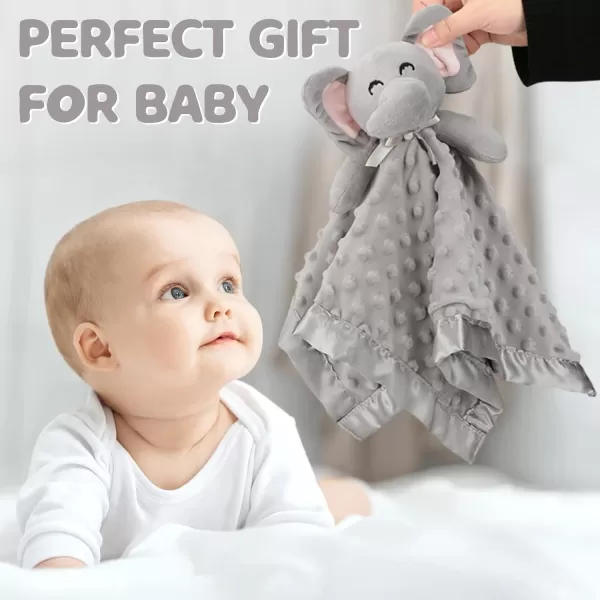 imagePro Goleem Giraffe Loveys for Babies Soft Security Blanket Snuggle Toy Stuffed Animal Blanket Unisex Baby Lovie Baby Gifts for Infant and Toddler 16 InchA Grey Elephant