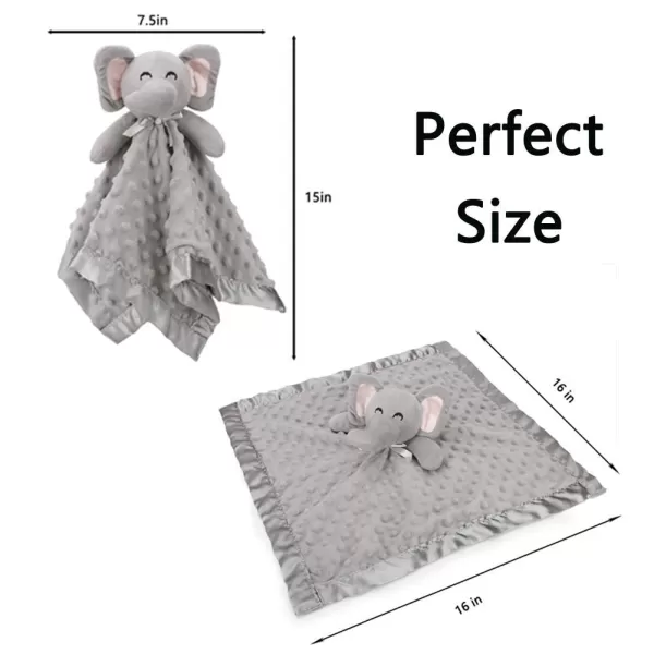 imagePro Goleem Giraffe Loveys for Babies Soft Security Blanket Snuggle Toy Stuffed Animal Blanket Unisex Baby Lovie Baby Gifts for Infant and Toddler 16 InchA Grey Elephant