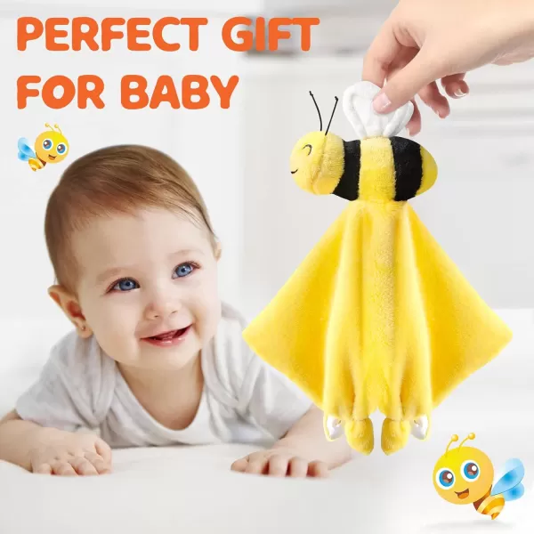 imagePro Goleem Giraffe Loveys for Babies Soft Security Blanket Snuggle Toy Stuffed Animal Blanket Unisex Baby Lovie Baby Gifts for Infant and Toddler 16 InchYellow Bee