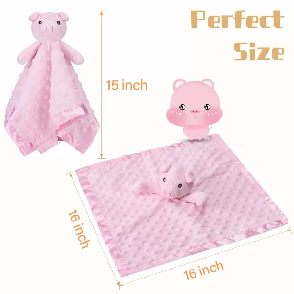 imagePro Goleem Monkey Loveys for Babies Soft Security Blanket Baby Snuggle Toy Newborn Stuffed Animals Baby Gifts for Boys and Girls 16 InchQ Pig