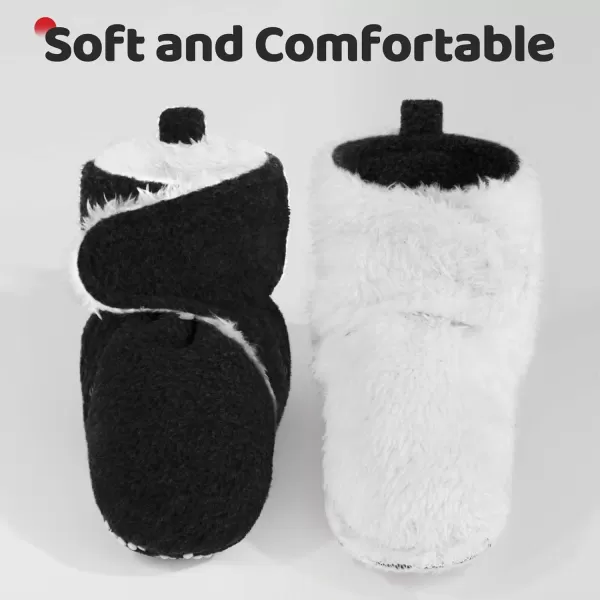 imagePro Goleem Plush fleece Baby Booties Warm Soft Baby Slippers Stay On Sock Shoes Easy to Put on Cozy NonSlip Adjustable Newborn Boots for Boys and Girls Unisex Baby GiftsBlack