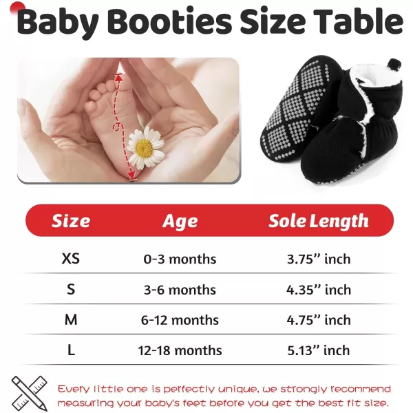 imagePro Goleem Plush fleece Baby Booties Warm Soft Baby Slippers Stay On Sock Shoes Easy to Put on Cozy NonSlip Adjustable Newborn Boots for Boys and Girls Unisex Baby GiftsBlack
