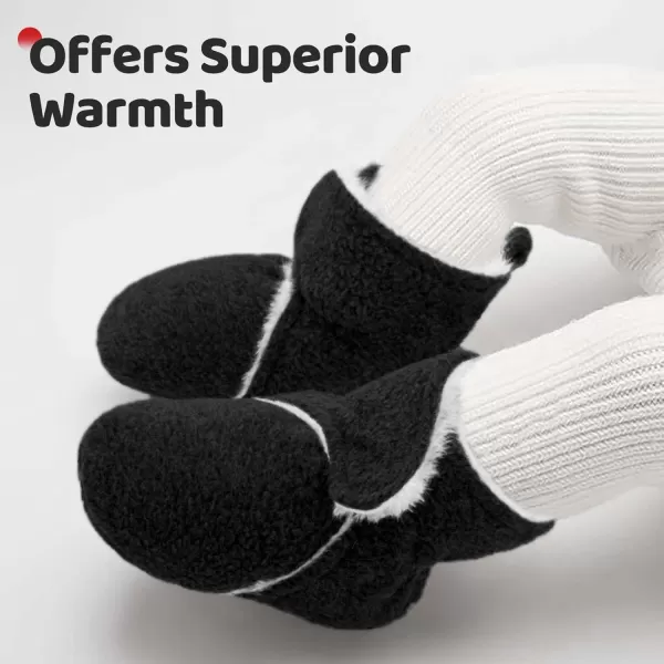 imagePro Goleem Plush fleece Baby Booties Warm Soft Baby Slippers Stay On Sock Shoes Easy to Put on Cozy NonSlip Adjustable Newborn Boots for Boys and Girls Unisex Baby GiftsBlack