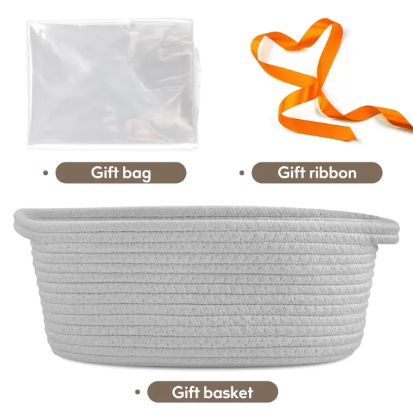 imagePro Goleem Small Woven Basket with Gift Bags and Ribbons Durable Baskets for Gifts Empty Small Rope Basket for Storage 12quotX 8quot X 5quot Baby Toy Basket with Handles Graygrey